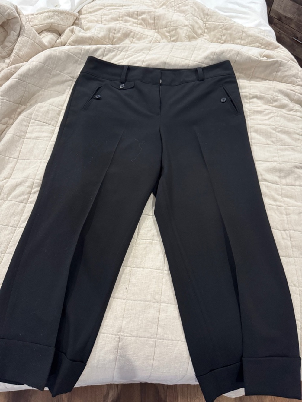 Ann Taylor Black Straight-Leg Crop Dress Pants